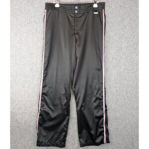 Nike Track Pants Mens Large Black Pink Side Stripe Elastic Waist Zipper Ankle